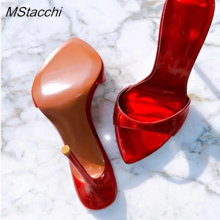 Women's Stiletto Heel Open Toe Sandals, Starry Summer Style, with Dazzling Laser Colors, 2026