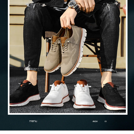 Scarpe Eleganti Casual da Uomo, Sneakers da Passeggio alla Moda, Oxford in Rete per il Lavoro, Leggere con Suola Morbida