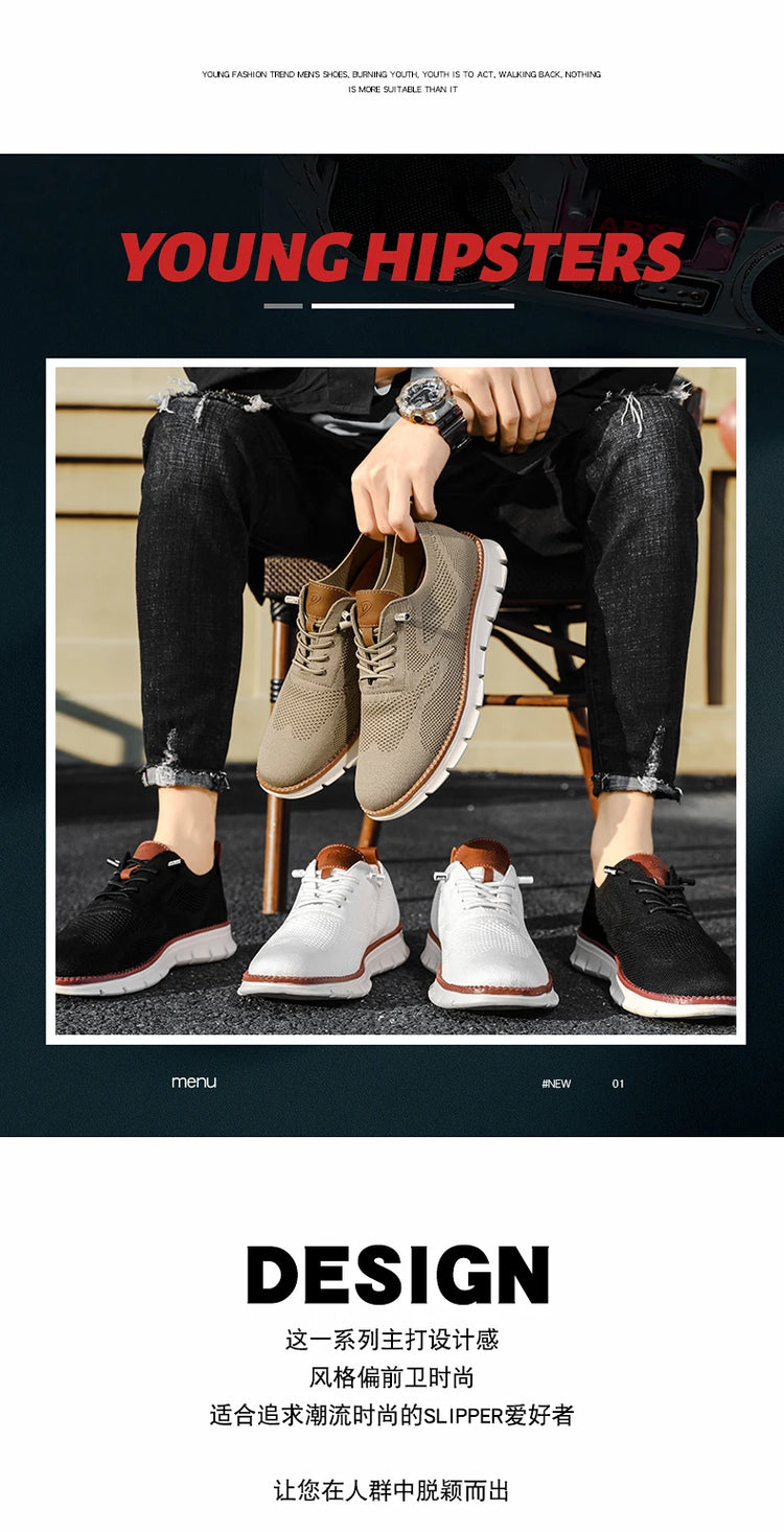 Scarpe Eleganti Casual da Uomo, Sneakers da Passeggio alla Moda, Oxford in Rete per il Lavoro, Leggere con Suola Morbida