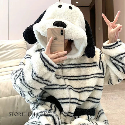 Winter New Cartoon Flannel Sleepwear Jumpsuit Pajama Kigurumi Thicken Coral Fleece Onesies Pyjamas Halloween Party Homewear