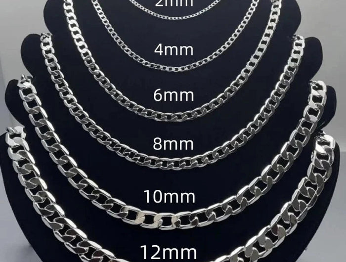 Men's 925 Sterling Silver Necklace 2/4/6/8/10/12MM 40-75cm Face Chain Necklace Lobster Clasp Men Women Engagement Jewelry Gifts PlatiNum