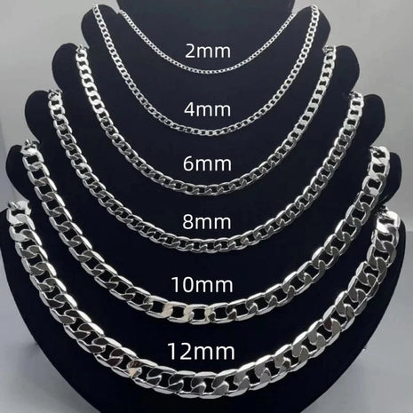Men's 925 Sterling Silver Necklace 2/4/6/8/10/12MM 40-75cm Face Chain Necklace Lobster Clasp Men Women Engagement Jewelry Gifts PlatiNum