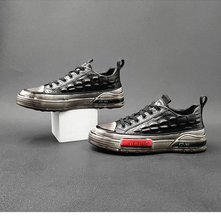 New Designers Genuine Leather Alligator Pattern All Match Sneaker For Men Casual Shoes Flats Walking Footwear Zapatos Hombre