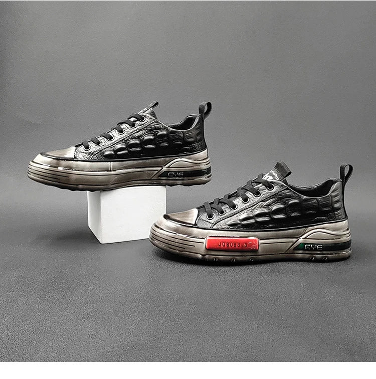New Designers Genuine Leather Alligator Pattern All Match Sneaker For Men Casual Shoes Flats Walking Footwear Zapatos Hombre
