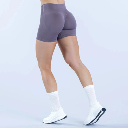Nuovi Pantaloncini Sportivi da Donna Senza Cuciture, Tinta Unita, con Vita Piegata, Effetto Push-Up, Aderenti, Traspiranti, per Yoga e Sport