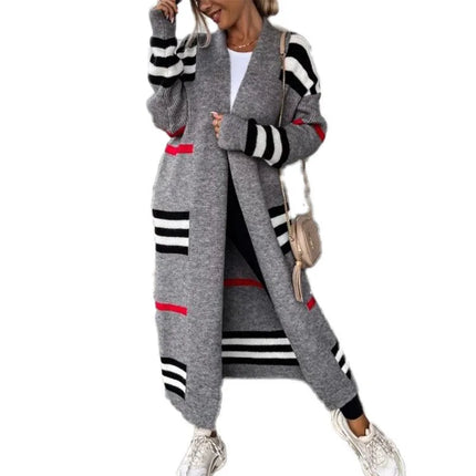 Print Long Cardigan For Women 2025 New Autumn Winter Clothes Knit Loose Outerwear Soft Sweater Coat Streetwear Fashion Cover Up