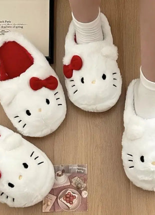 Simpatiche pantofole in peluche Hello Kitty Anime da donna, scarpe in cotone Sanrio Kawaii, scarpe morbide da camera da letto per studentesse, regali per ragazze per le feste invernali