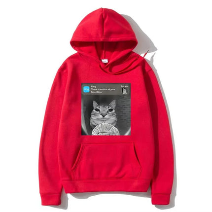 There Is Motion At Your Front Door Funny Silly Cat Meme Hot 2D Hoodie Men Women's Fleece vintage Sweatshirt Autumn Casual pullov