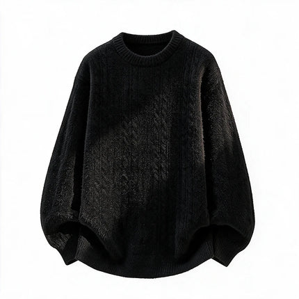New Trendy Autumn and Winter Jacquard Pattern Pullover Sweater Casual Round Neck Color-Blocking Knit Men's Pullover