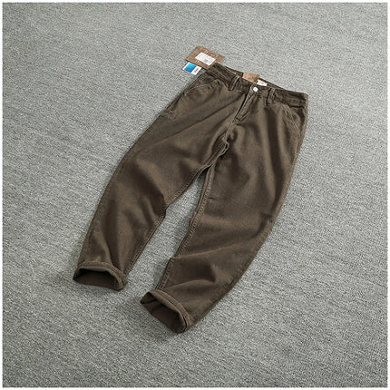 Solid color overalls men's straight leg CHINO casual pants Heavy cotton loose cone pants