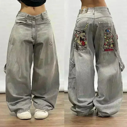 Streetwear New Fashion Stampa oversize Jeans larghi Y2K Harajuku Hip-hop Vintage Popolare Goth Pantaloni a gamba larga a vita alta Pantaloni
