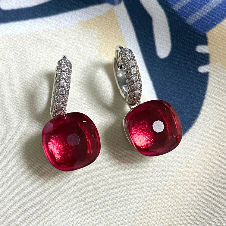 Classic Candy Color Earrings Inlay Transparent Zircon 27Colors Crystal Earrings Platinum Plated Fashion Jewelry For Women PlatiNum