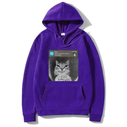 There Is Motion At Your Front Door Funny Silly Cat Meme Hot 2D Hoodie Men Women's Fleece vintage Sweatshirt Autumn Casual pullov