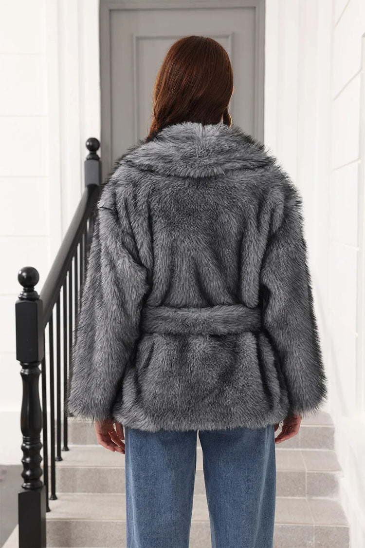 ZADORIN Luxury Belted Mid Long White Faux Fur Coat For Woman Clothes Winter Oversize Fluffy Jacket Fox Fur Faux Coat Outerwears