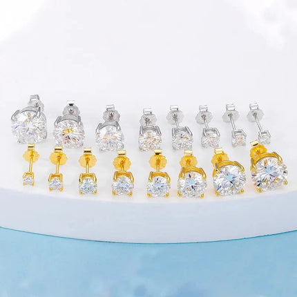 Real 0.1-3CT Test Passed Moissanite Diamond Stud Earrings for Women S925 Silver Platinum Plated Bride Wedding GRA Fine Jewelry PlatiNum