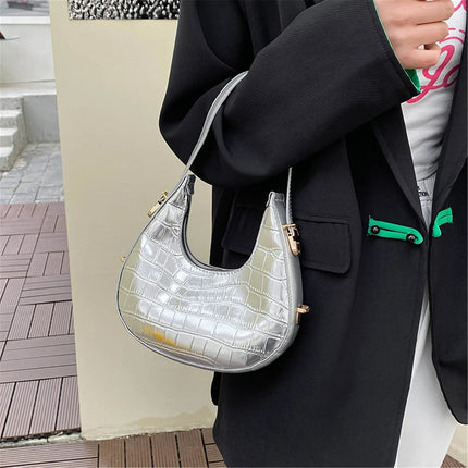 Fashion Stone Pattern Shoulder Bag Women'S Small Handle Underarm Bag Clutch Luxury Women'S Handbag Tote Bag Mini Dumpling Bag PlatiNum
