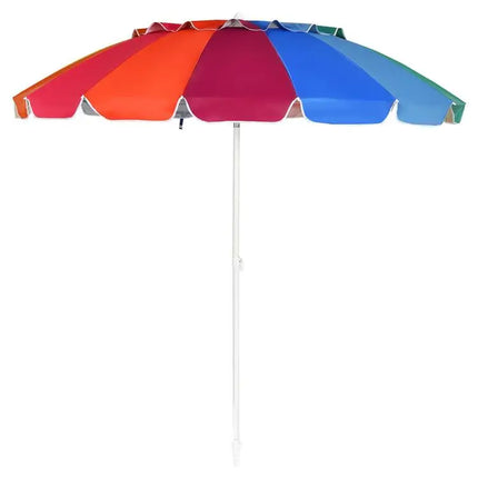 Ombrellone da Spiaggia 2,45m con 8 Stecche in Fibra di Vetro Regolabili, Resistente al Vento, Portatile, con Borsa per il Trasporto, per Spiaggia, Patio e Giardino