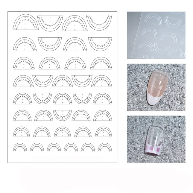 1pcs Hollow Lace Simple Fashion French Nail Stickers Self-Adhesive Slider Nail Art Decals Decoration DIY Nail Art Accessories