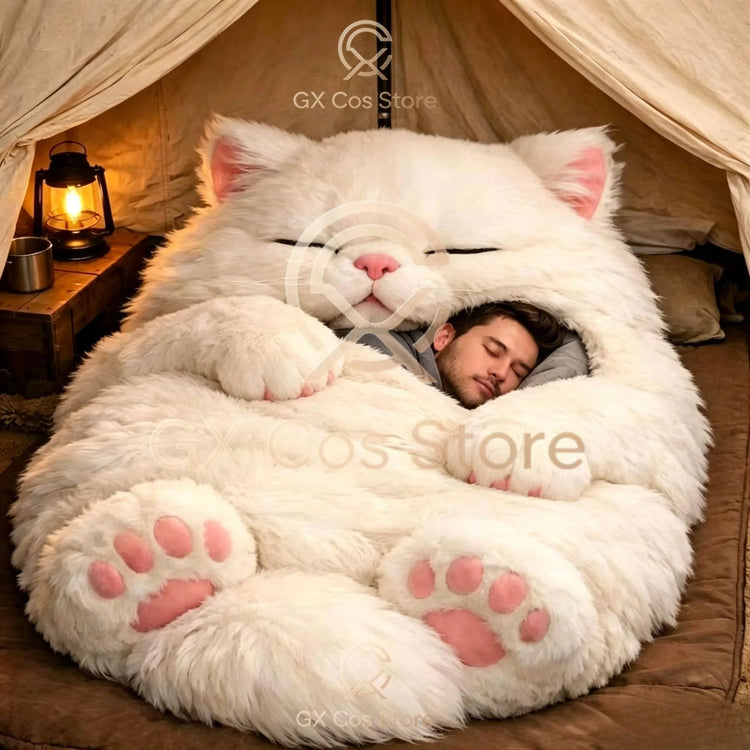 Giant Animal Sleeping Bag Comfortable Soft Warm Plush Bag Washable Cute Cat Envelope Sleeping Bag for Adults Winter Outdoor Use