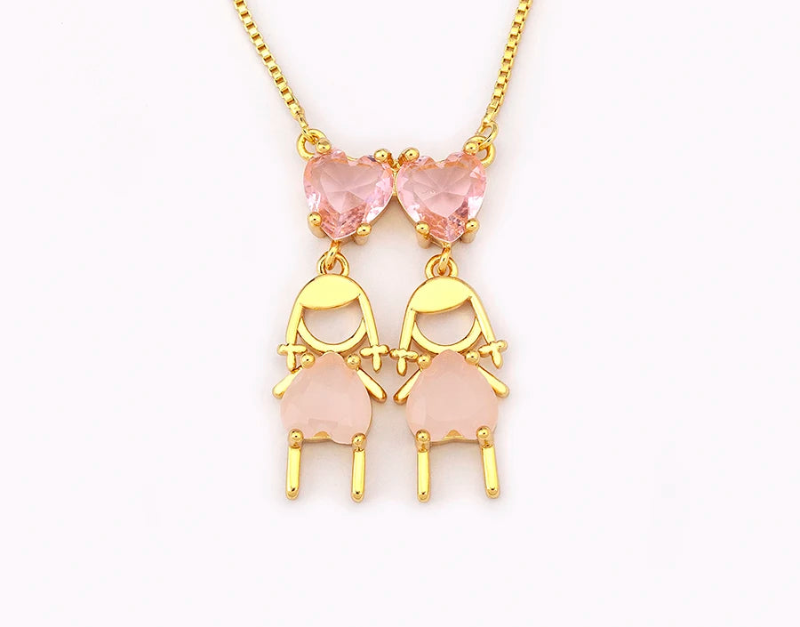 AIBEF Cuore Strass Ragazza e Ragazza Donna Ciondolo Collana Madre Cubic Zirconia Rame Dolce e Carino Gioielli Regalo di Fascino per Bambini