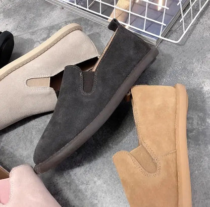 women Shoes British Luxury Designer Cow Leather Shoes Vintage Flats Breathable Autumn Loafers Suede Sneakers