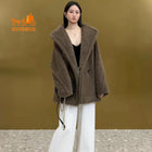 New Winter Women's Short Teddy Jacket,62% Alpaca Wool 26% Sheep Wool 12% Silk, Fashionable and Elegant Thick Warm Coat for Women