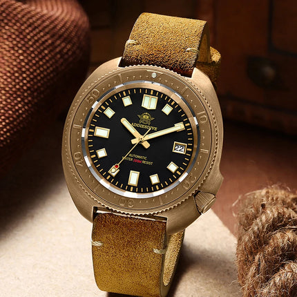 ADDIESDIVE CUSN8 Bronze Watch Men Automatic Wristwatch Calendar Sapphire Glass Luminous 20Bar Waterproof Diving Mechanical Watch