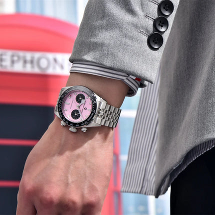 PAGANI DESIGN 2026 Nuovo BB Flamingo Orologio Cronografo Sportivo di Lusso al Quarzo da Uomo con Vetro Zaffiro AR, Impermeabile 100M, Orologio da Polso alla Moda con Cinturino in Acciaio Inossidabile per Uomo, Magazzino Local