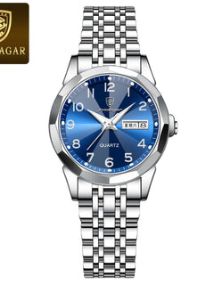 POEDAGAR elegante orologio da polso da donna al quarzo impermeabile luminoso data settimana orologio da donna orologi da donna casual in acciaio inossidabile reloj