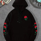 Men Rose Print Pullover Hoodie Casual Long Sleeve Streetwear Hip‑Hop Hooded Sweatshirt For Autumn Winter Women Warm Fleece Tops