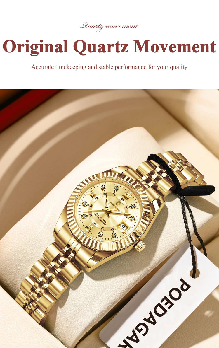 POEDAGAR Orologio da polso da donna alla moda Impermeabile Data luminosa Orologi da donna eleganti Orologio al quarzo in acciaio inossidabile per donna Reloj platinumshop
