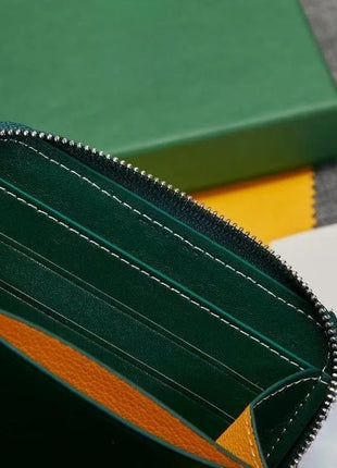 Portafoglio Quadrato Mini in Vera Pelle alla Moda per Uomo e Donna, Chiusura con Cerniera, Portatile, per Carte di Credito e Monete