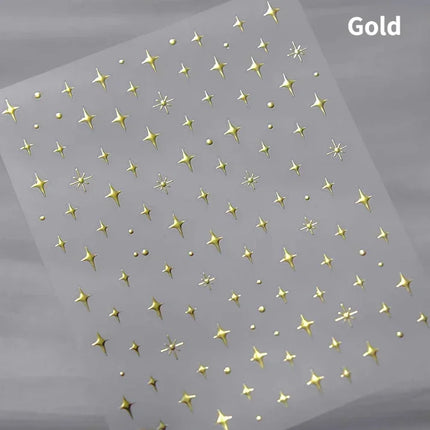 Punk Glitter Powder Blue Pink Star Charm Laser Silver Gold Starlight Rhinestones Moon DIY Nail Art Stickers Manicure Tool Decals