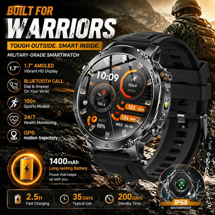 Military Grade Sapphire Smart Watch HeartRate SO2 BT5.3 Call Custom dial Smartwatch for Men Breathable Band Sports watch 1400mAh