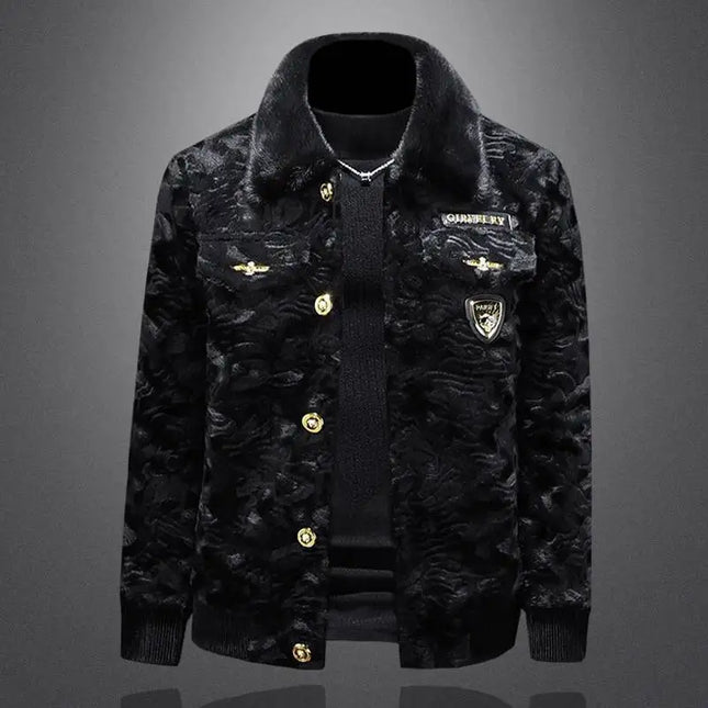 Winter Men Gold Mink Fur Thickened Sheepskin Water-Repellent One-Piece Collar Coat Mens Wool Trench Coat Manteau Homme Hiver