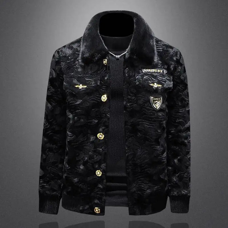 Winter Men Gold Mink Fur Thickened Sheepskin Water-Repellent One-Piece Collar Coat Mens Wool Trench Coat Manteau Homme Hiver