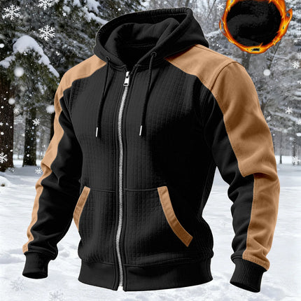 2026 New Winter and Autumn Men's Double-Layered Insulated Thick Hooded Coat, Comfortable Cardigan with Zipper Closure Jacket