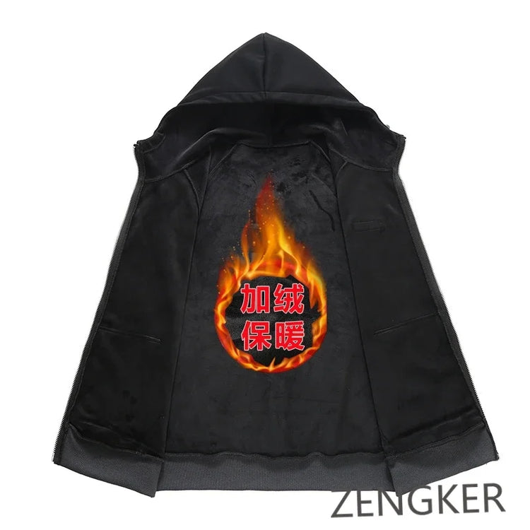 Big size thick hoodie set for men autumn winter casual plus size cardigan jacket hooded two-piece set 170kg 11xl suits for men