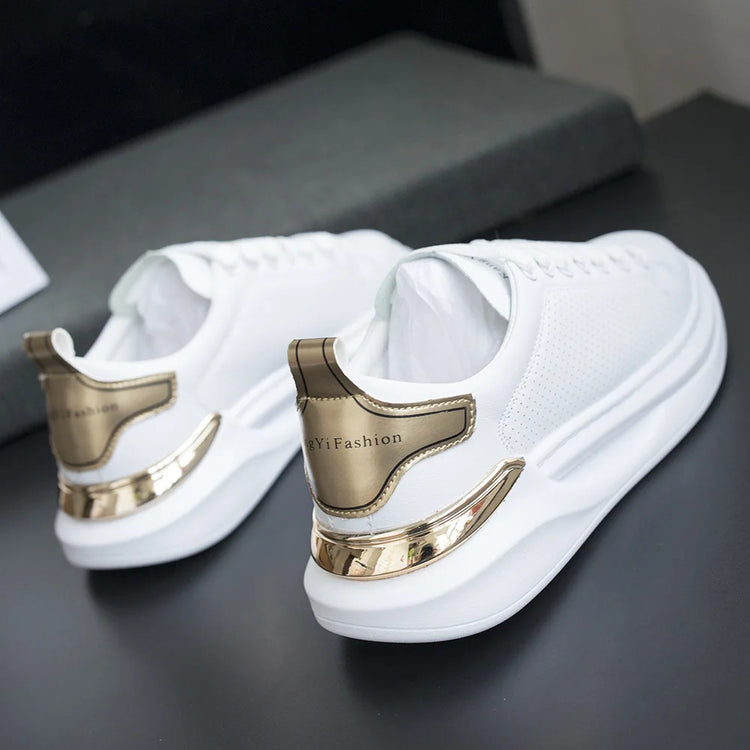 New autumn white shoes, men's sports shoes, couple's casual shoes, thick-soled sneakers, tennis shoes, women's running shoes