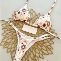 Micro Bikinis 2026 Push Up Women Swimsuit String Swimwear Brazilian Bikini Set Halter Biquini Floral Swimsuit Solid Beachwear platinumshop