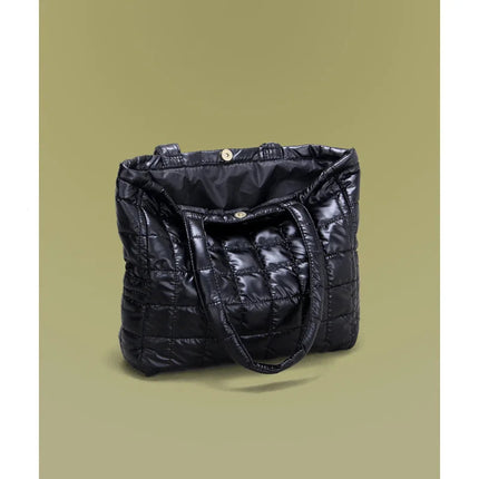 Large Capacity Women's Tote Bag Street Style Commuter Bag down Handbag Fashion Pure Color Handbag PU Material Daily Match PlatiNum