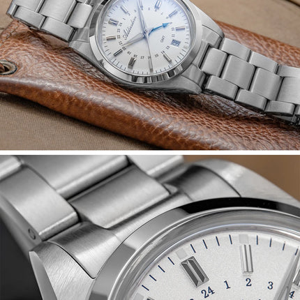 ADDIESDIVE 36mm Stainless Steel GMT Quartz Watch Bubble Mirror Pot Cover Glass 10ATM Dive Luminous Simple Watches For Men