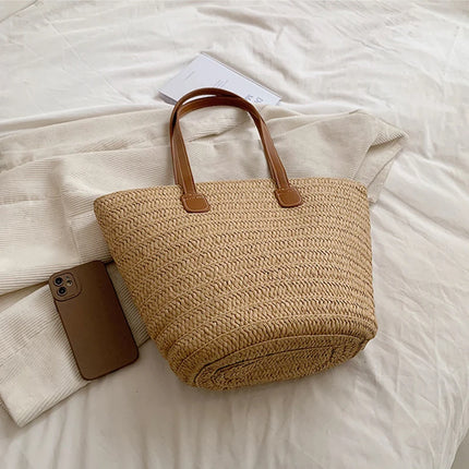 Women's Large Capacity Shoulder Bag Summer Woven Straw Bag Fashion Female Luxury Designer Beach Bag Bali Shopper Bag