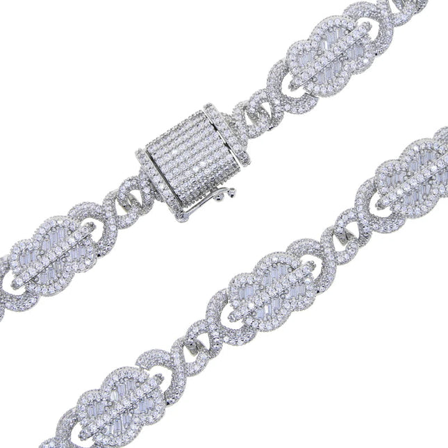 Set Gioielli Hip Hop da Uomo/Ragazzo Iced Out Bling 2026 Nuovo Design: Collana e Bracciale con Catena Cuban Link a Moneta Infinita/Dollaro platinumshop