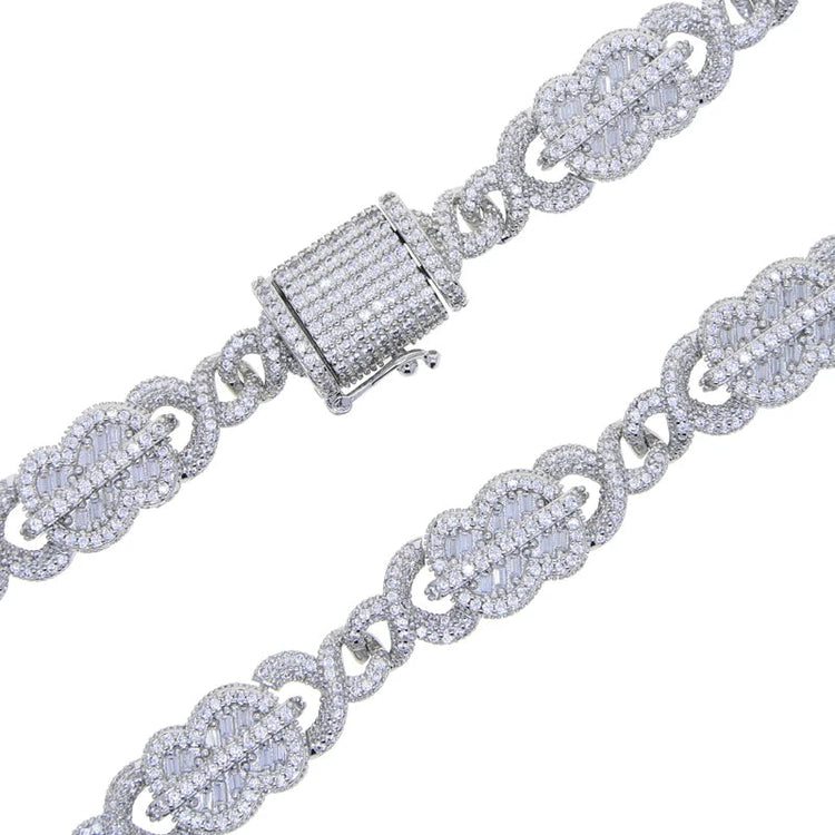 Set Gioielli Hip Hop da Uomo/Ragazzo Iced Out Bling 2026 Nuovo Design: Collana e Bracciale con Catena Cuban Link a Moneta Infinita/Dollaro platinumshop