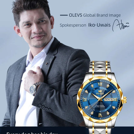 OLEVS Orologio da uomo al quarzo originale Orologio da uomo di lusso con calendario aziendale alla moda in acciaio inossidabile Orologio da specchio a forma impermeabile platinumshop