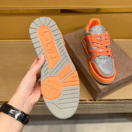 Men Diamonds Crystal Patchwork Suede Genuine Leather Shoes Lace Up Round Toe Thick Bottom Casual Shoes Height Increase Platform