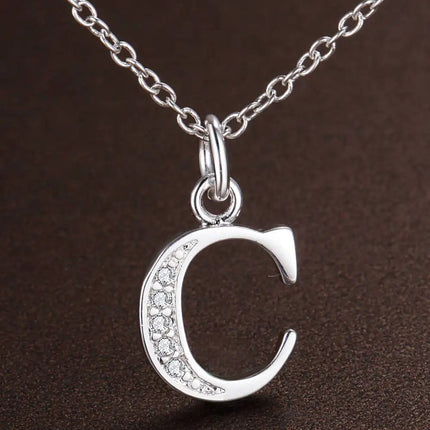 26 Letters 925 Sterling Silver Necklace Pendant Zircon For Women Exquisite Student Girlfriend Jewelry Accessories Wedding Gift PlatiNum