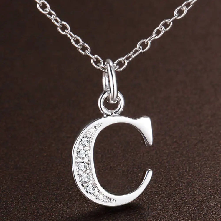 26 Letters 925 Sterling Silver Necklace Pendant Zircon For Women Exquisite Student Girlfriend Jewelry Accessories Wedding Gift PlatiNum
