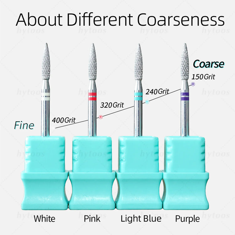 HYTOOS Diamond Cut Pro Nail Drill Bits Chrome Flame Russian Cuticle Bit for Electric Nail Drill Dead Skin Cleaner Nail Prep Tool